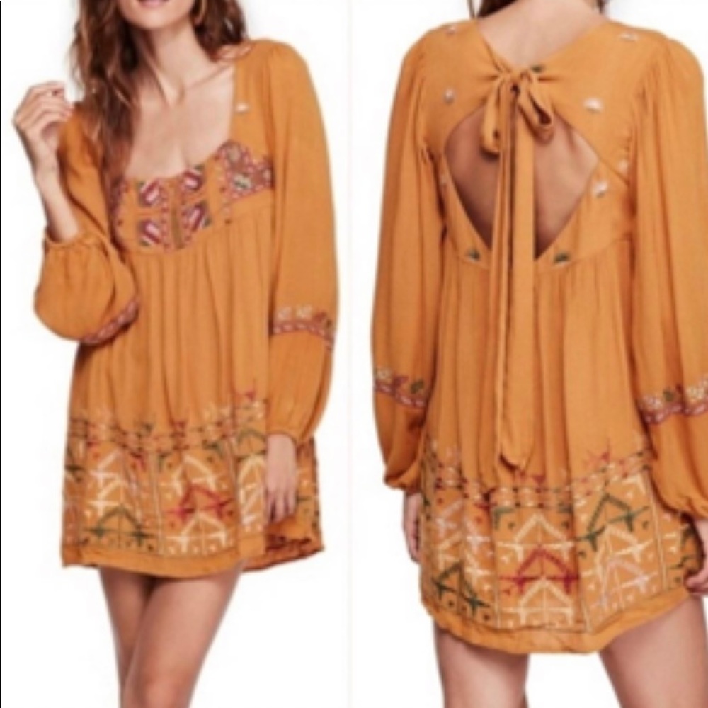 Free People Rhiannon Embroidered Dress Sz (S)